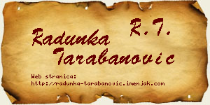 Radunka Tarabanović vizit kartica